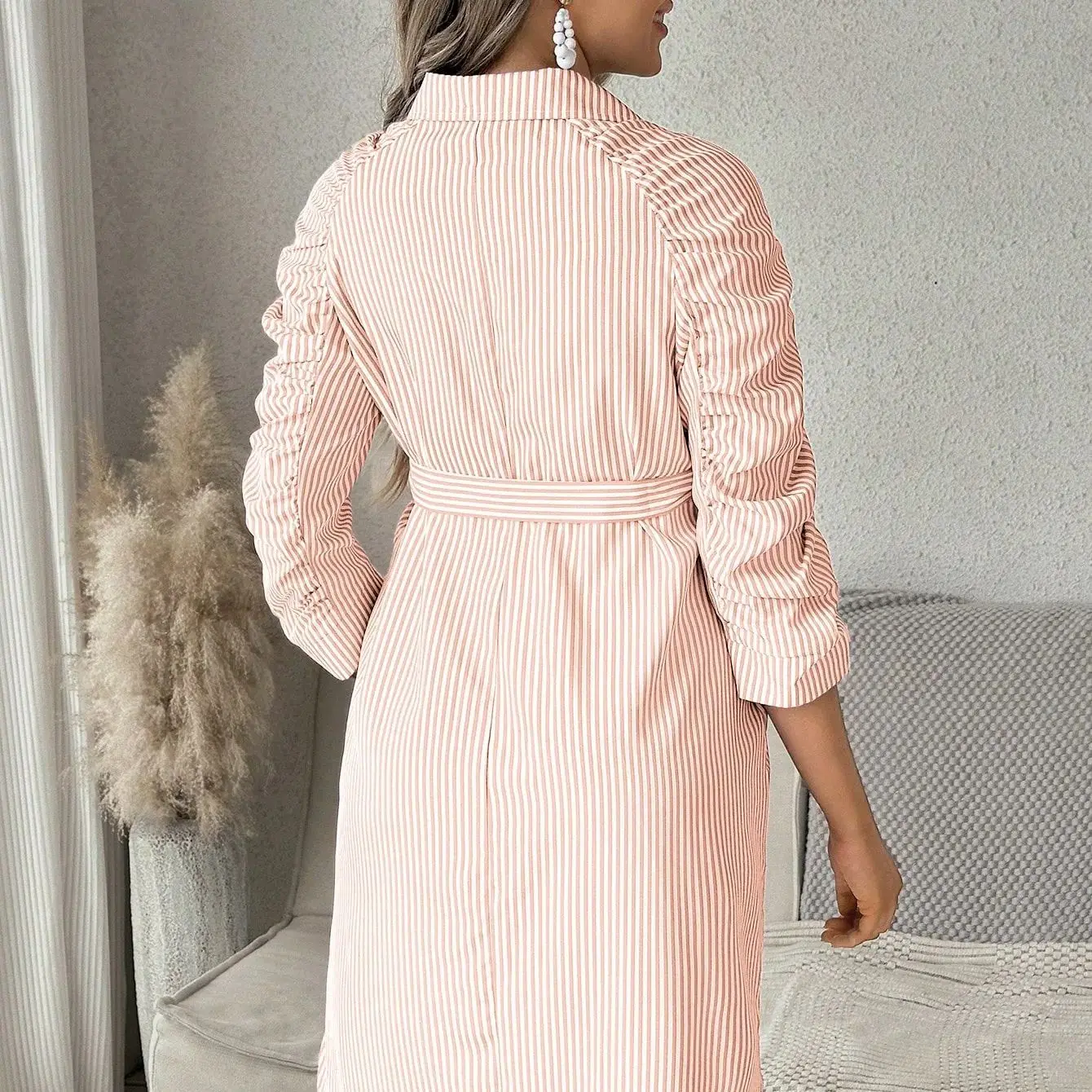 Abito premaman alla moda per servizio fotografico Abito a righe per gravidanza per donne incinte Fotografia Baby Shower Abiti casual quotidiani