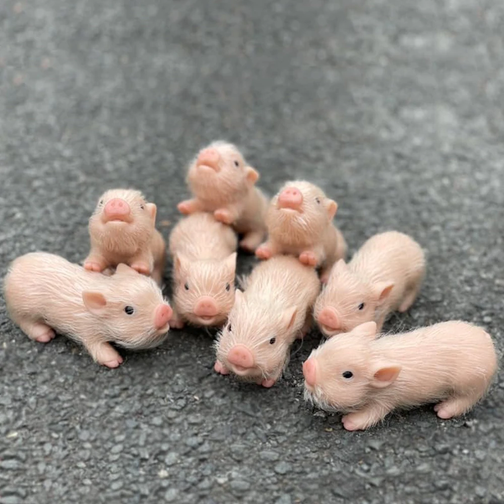 子供のためのリアルなミニシリコン豚,5インチ,偽の動物,リアルな体,赤ちゃん人形,リアルな生まれ変わった人形,豚のおもちゃ