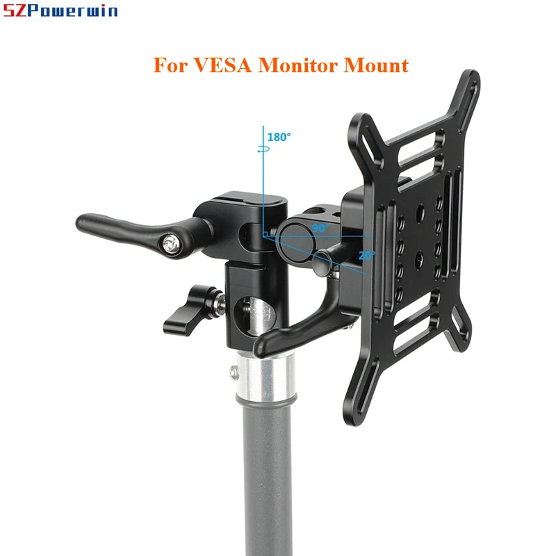 

Top-Adjustable For VESA Monitor Mount With Quick Release V-Lock To C- Stand Baby Pin Adapter Supports Monitors 13 To 32 Inch