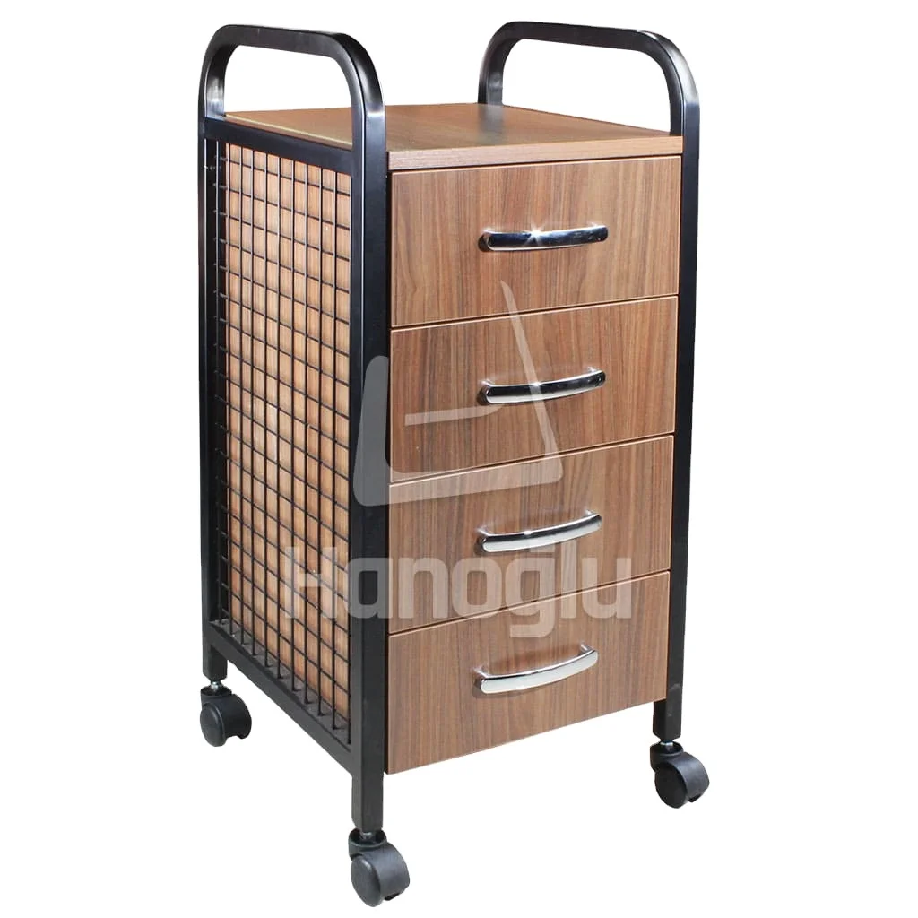 Natural Wood Wheeled Service Trolley for Barbershops Hair Salons Beauty Salons Factory Made Hot Sale