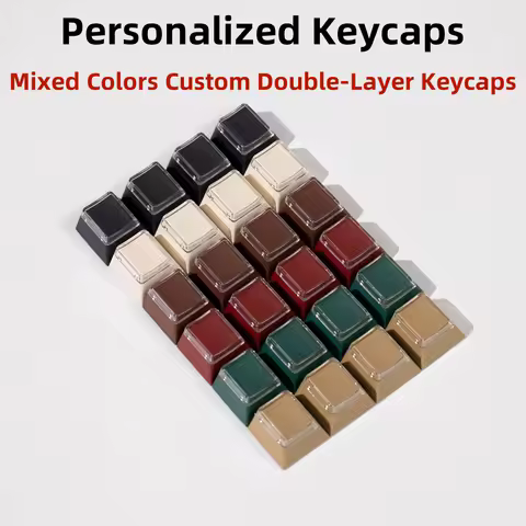 20Pcs/24Pcs Mixed Colors Double-Layer Custom Keycaps PBT+PC Material Mechanical Keyboard Accessory for Cherry R4 Profile Keycap