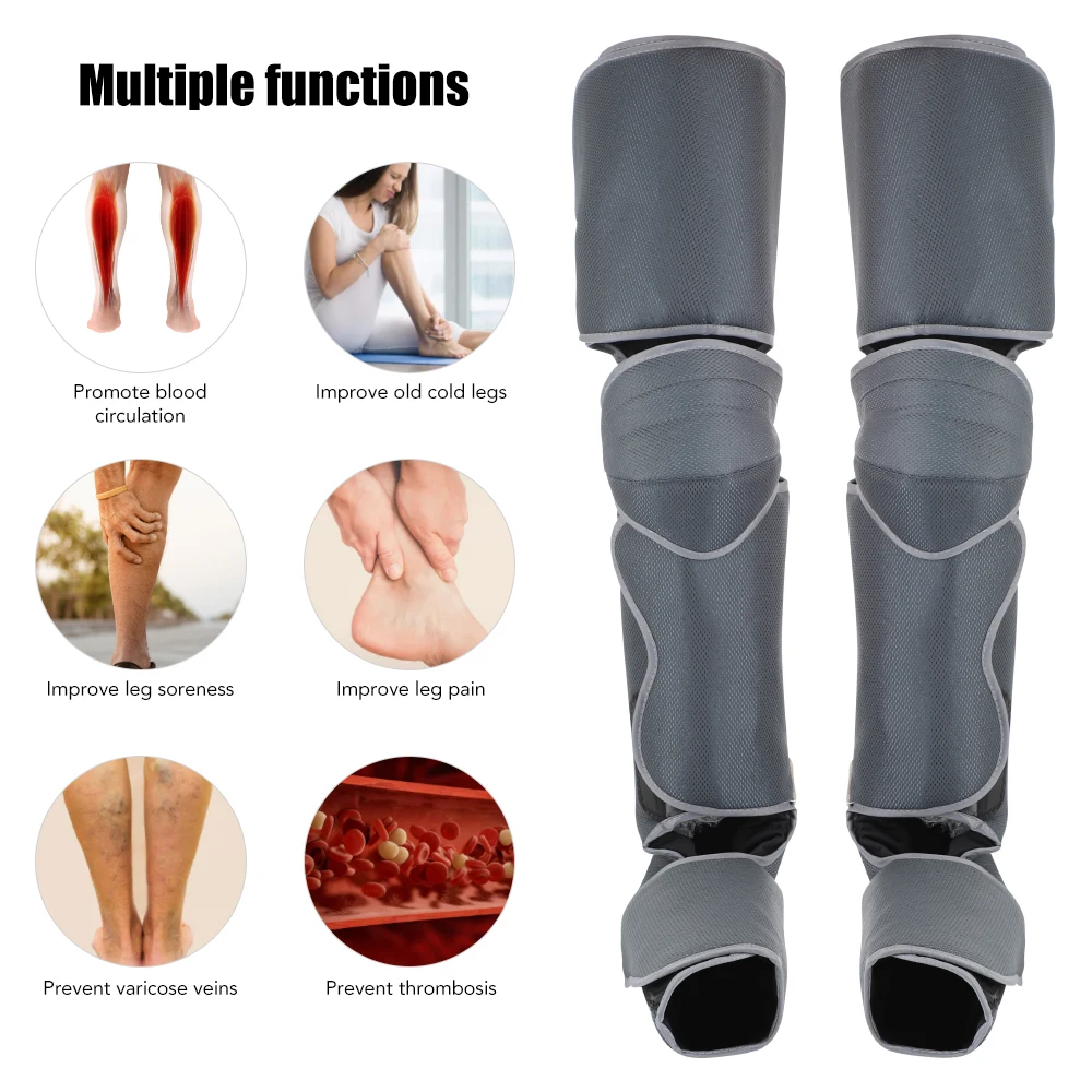 Leg Massager Blood Circulation Pressotherapy Lymphatic Drainage Calf Massage Air Compression 360°Full Wrap Vibration Pain Relief