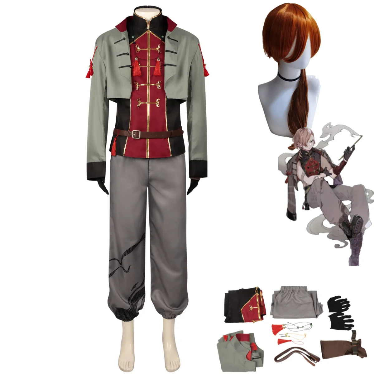 Anime Bungo Stray Dogs Nakahara Chuuya Cosplay disfraz peluca uniforme gótico abrigo camisa peluca hombre traje de mascarada de Navidad