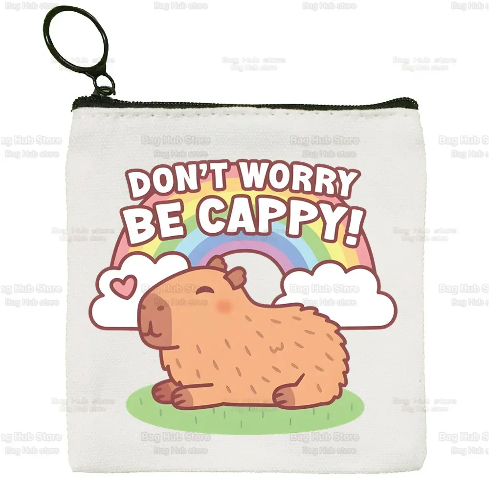 กระเป๋าใส่เหรียญผ้าลายสัตว์ตลกๆ คาปิบารา กระเป๋าใส่เหรียญแบบกำหนดเอง ลายภาพประกอบ ซองใส่กุญแจ กระเป๋าผ้าใบเล็กเรียบง่าย กระเป๋าใส่เหรียญแบบใหม่สุดสร้างสรรค์