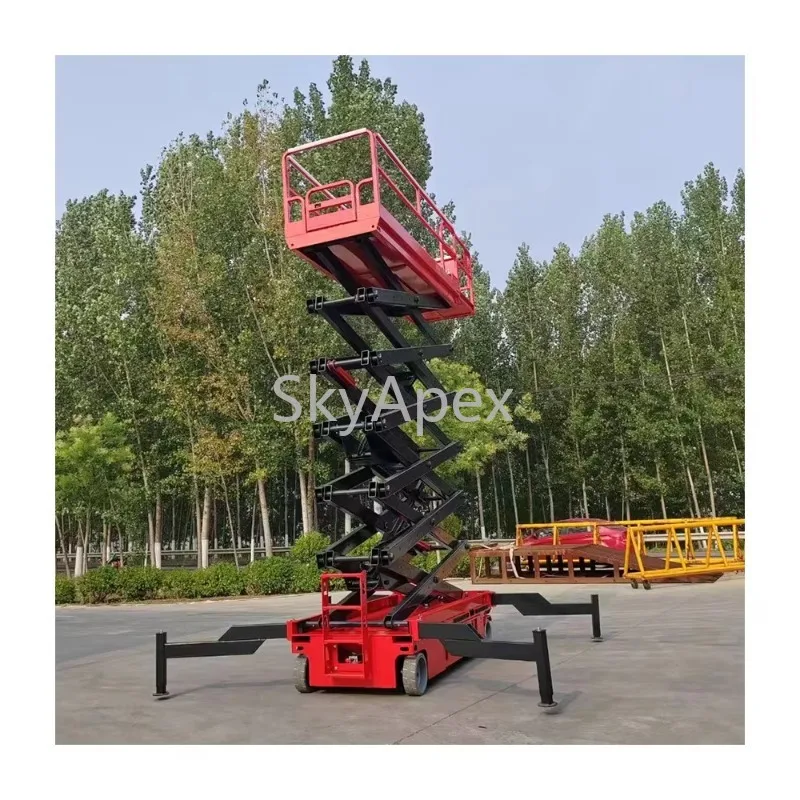 Large Platform Crawler Tracked Bi levelling Scissor Man Lift Hot Sale Price For  Facility  Maintenance  Building  Cleaning  Work