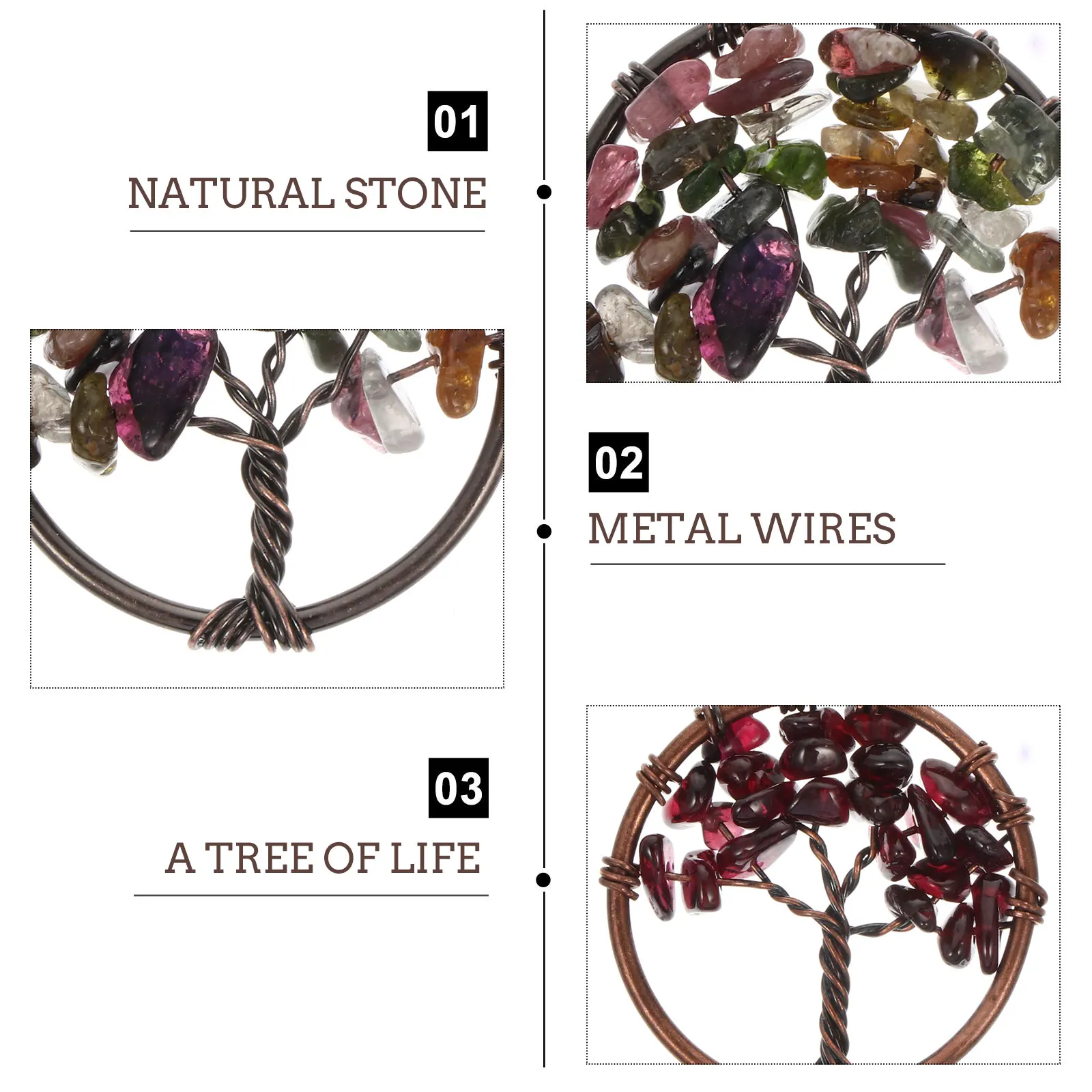 

8Pcs Tree of Life Pendant Natural Quartz Gemstone Chakra Charms Healing Jewelry Pendants DIY Accessories Seven Chakras Necklace