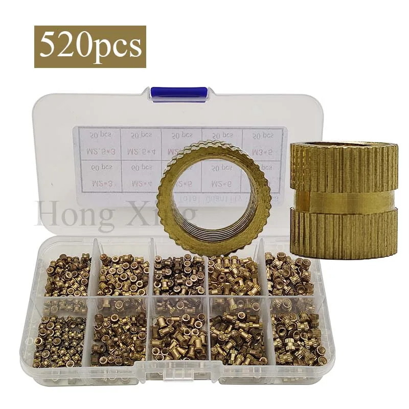 520pcs Threaded Inserts, 220Pcs Brass Heat Set Insert, M2 + M2.5 + M3 Threaded Inserts for Plastic and 3D Printing Components