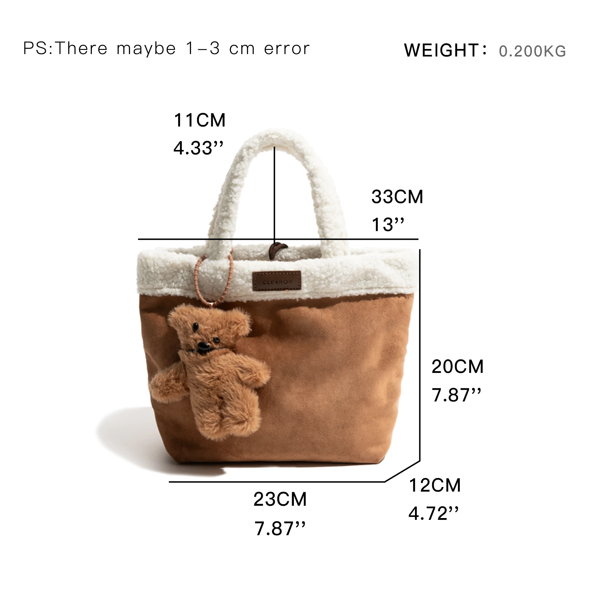 MABULA Retro Handbag Large Capacity Lamb Wool Bucket Bag Japanese Style Vintage Tote Bag For Women Luxury Designer Handbags image 2