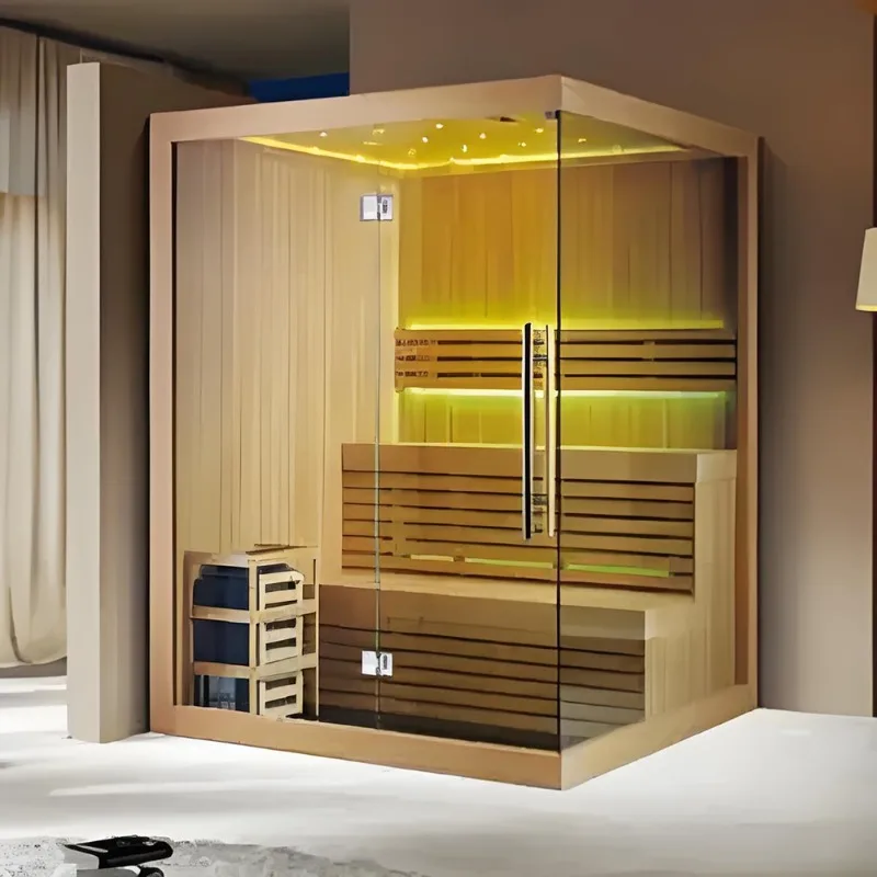 Outdoor Traditional Wet eam Sauna Room Durable Red Cedar Wood Conruction 2 Person Sauna Room