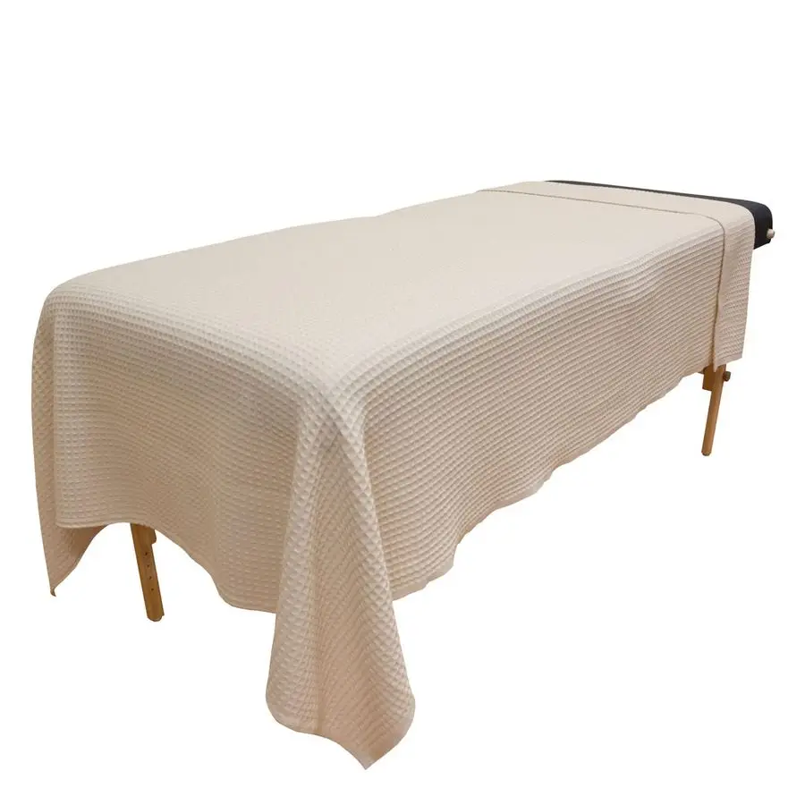 

Waffle Weave Massage Table Blankets Soft And Stylish 50 50 PolyesterCotton Blend 66 By 90 Inches Available In White, Natural An