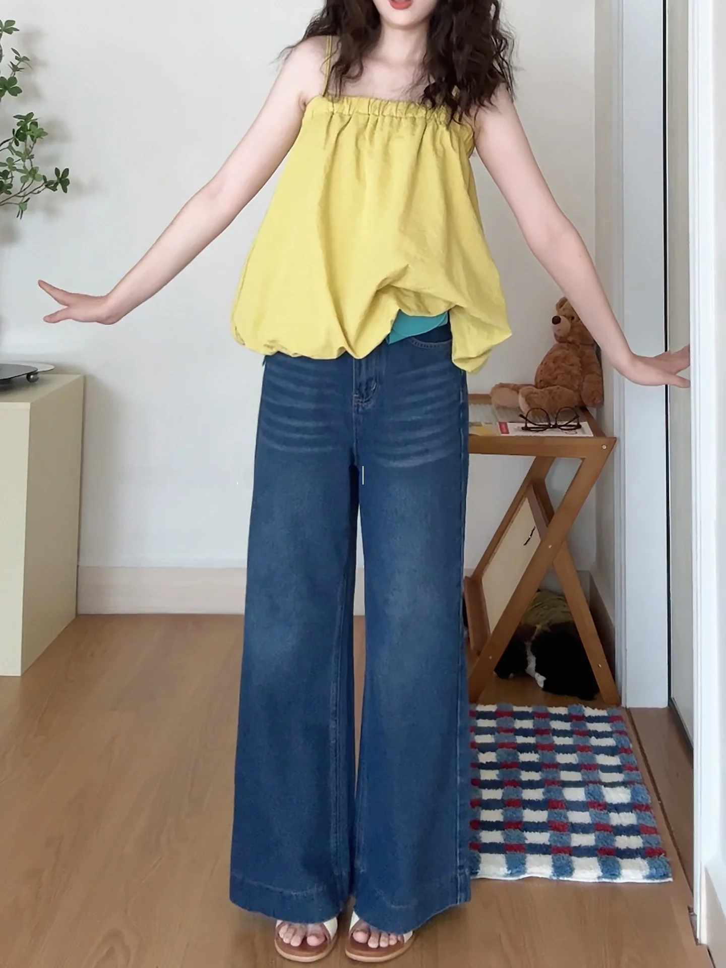 

Comfortable Straight Leg Women's Jeans High Waist Loose Wide Leg Pants Spring Autumn New Sle Casual Waed Cotton Zipper