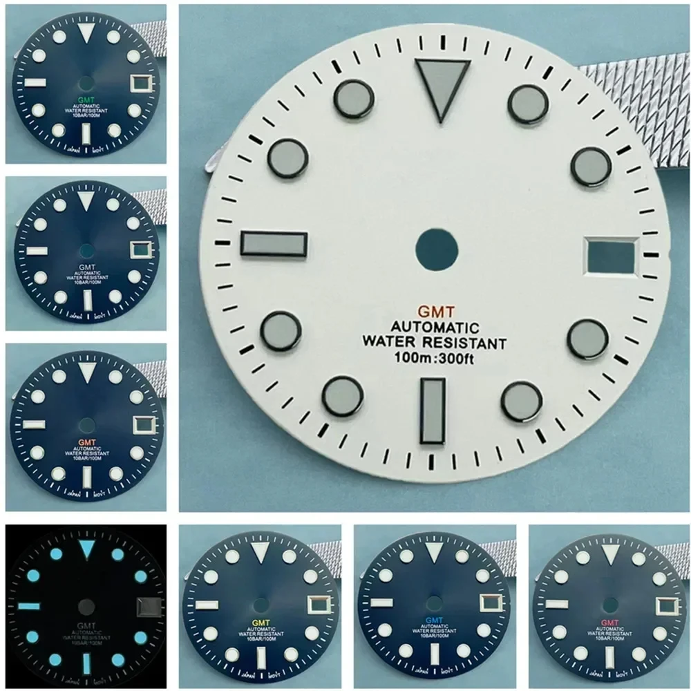 

NH34 Dials GMT Fit Mechanical Watch Modification Accessory for NH34 Movement Blue Luminous Dial 28.5mm S Dial Balck Red GMT