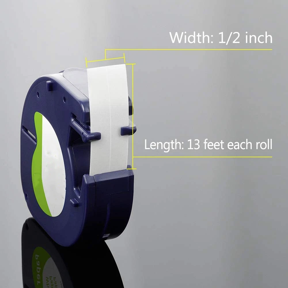 A63K& 5Pcs Compatible Label Tape Replacement for Black on White Self-Adhesive Paper Label Tape Maker