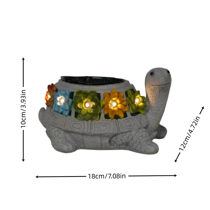 การออกแบบใหม่: กระถางดอกไม้เต่าฉ่ําตกแต่งลานกลางแจ้งงานฝีมือเรซินรายการตกแต่งระเบียงการ์ตูน