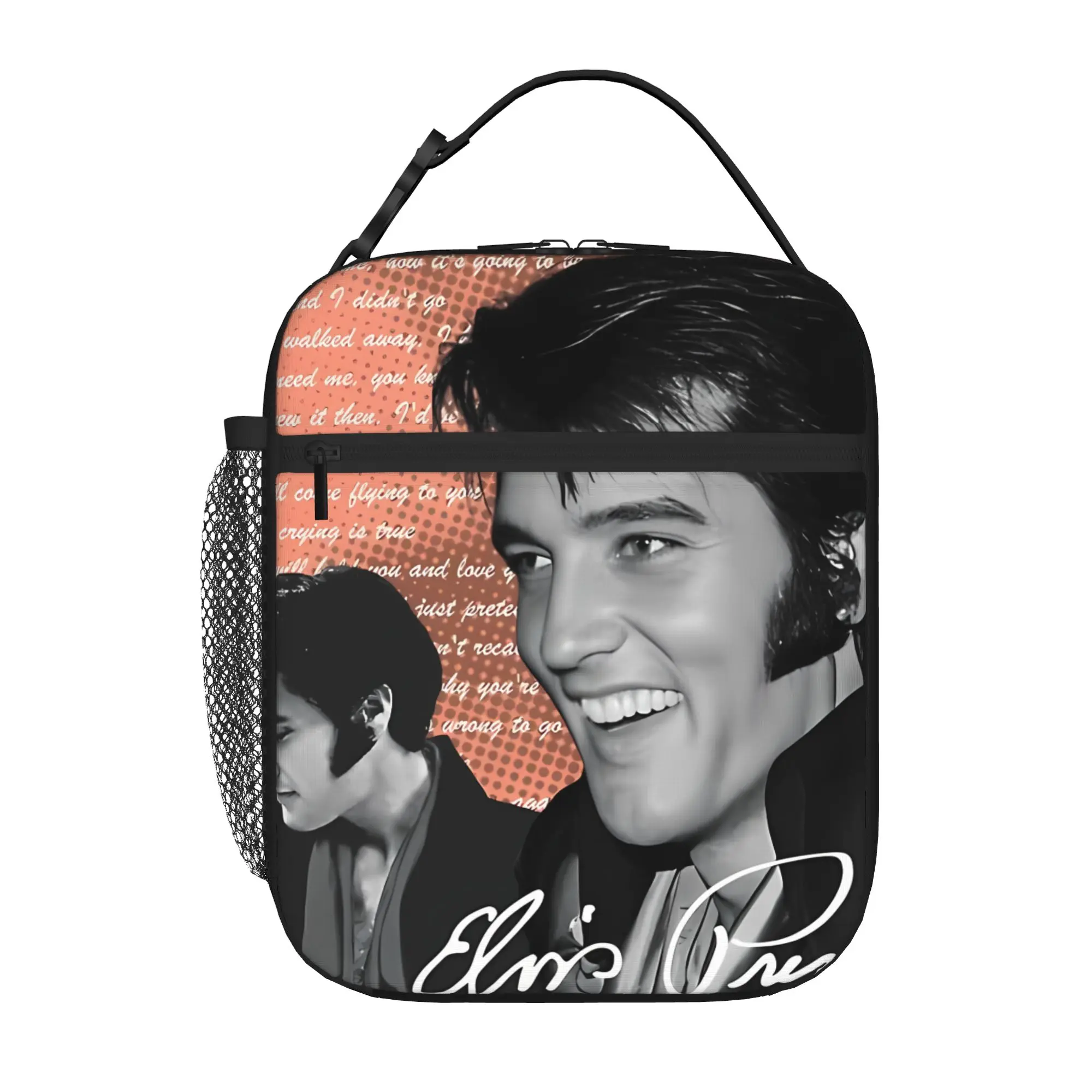 1 Piece Zipper Closure The King Storage Bag Pocket E-Elvis School Lunch Food Box Reusable For Lunch Food Bag