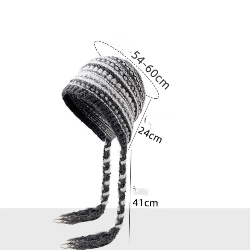 Winter Vintage Trapper Aviator Hat for Women Earflap Warm Wool Blended Knitted Hat Ear Protection Outdoor Skiing Protectors Hats