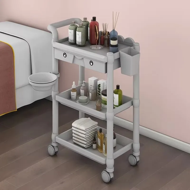 Professional Household Trolley Hairdressing Cart Wheels Storage Tool Auxiliary Spa Equipment Manicure Support Salon Carrelli Car