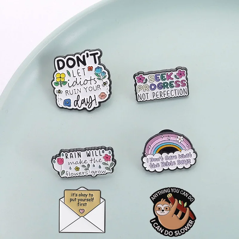 لا تدمير دبوس المينا الخاص بك الكرتون قوس قزح الإنجليزية عبارة شارة معدنية بروش للأطفال والأصدقاء المجوهرات هدية بالجملة #6