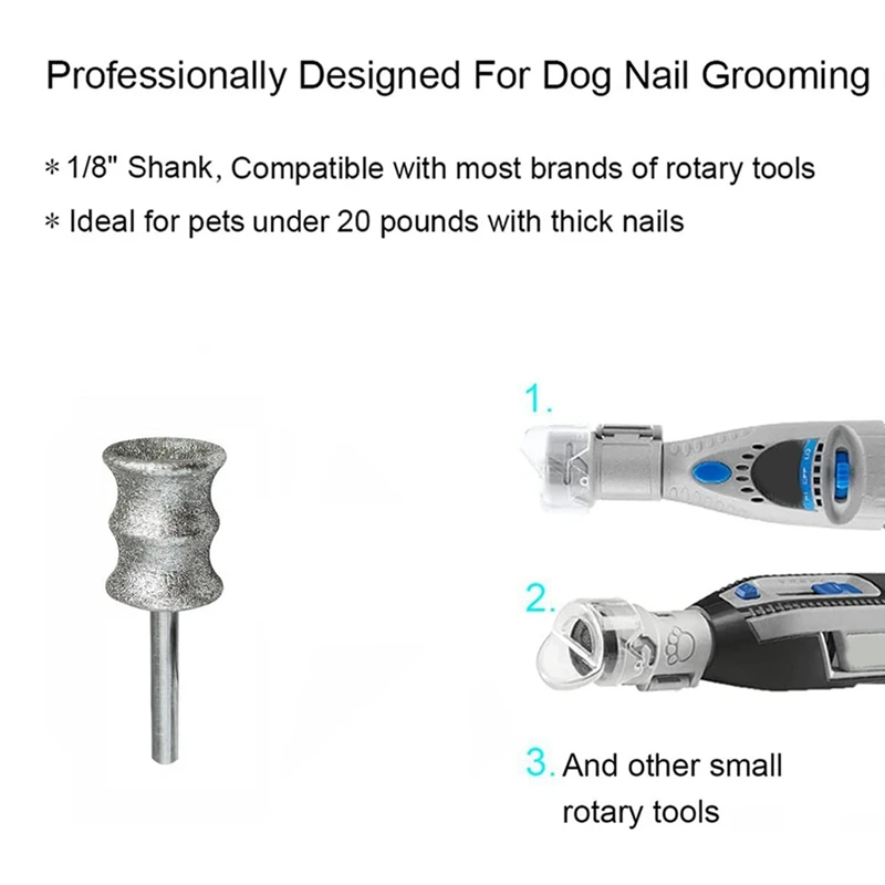 Dog Nail Grinder Bits Attachment for Dremel,Rotary Nail Grinder Bits for Large Medium Small Dogs Cats Nail Trimming 2Pcs