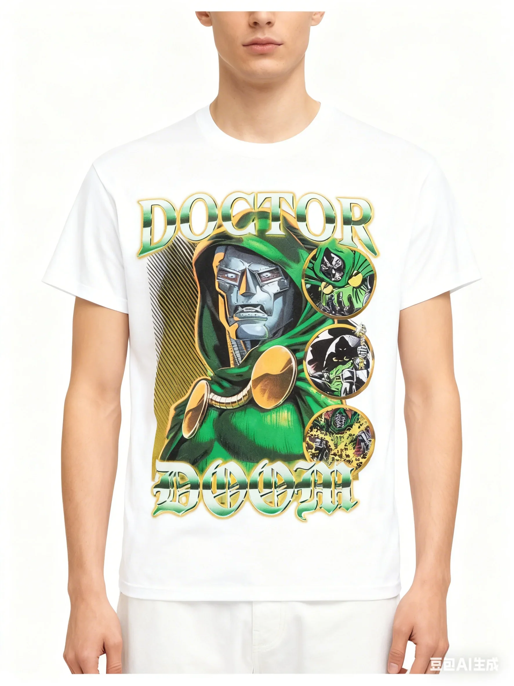 Marvel genuino 2026 nueva Marvel Fantastic Four Dr. Doom estampado cómico de talla grande moda mujer Camiseta deportiva suelta de manga corta