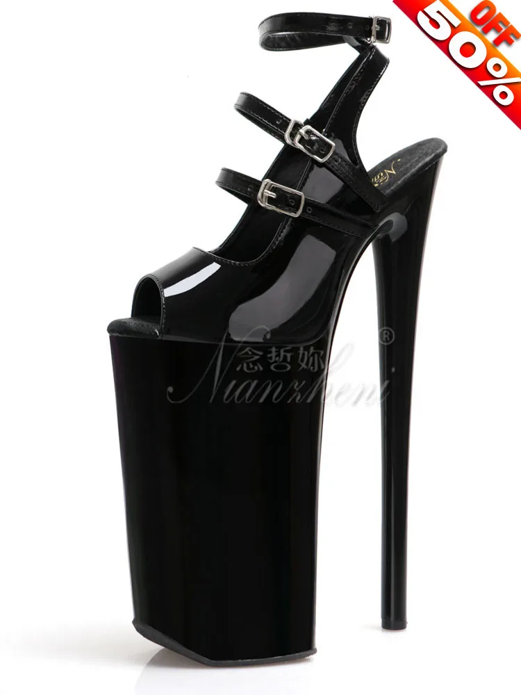 Exotic Open Toe Stripper Sexy Fetish 26cm Fashion Strip Pole Dance Shoes 10Inch Heels Women's Gothic Shoes Platform Nightclub