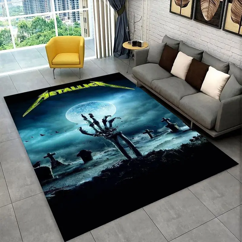 Metal Band M-Metallica Thrash Cartoon Non-Slip Area Rug for Living Room,Bedroom,Playroom,Soft Carpet Floor Mat Home Decor Rug