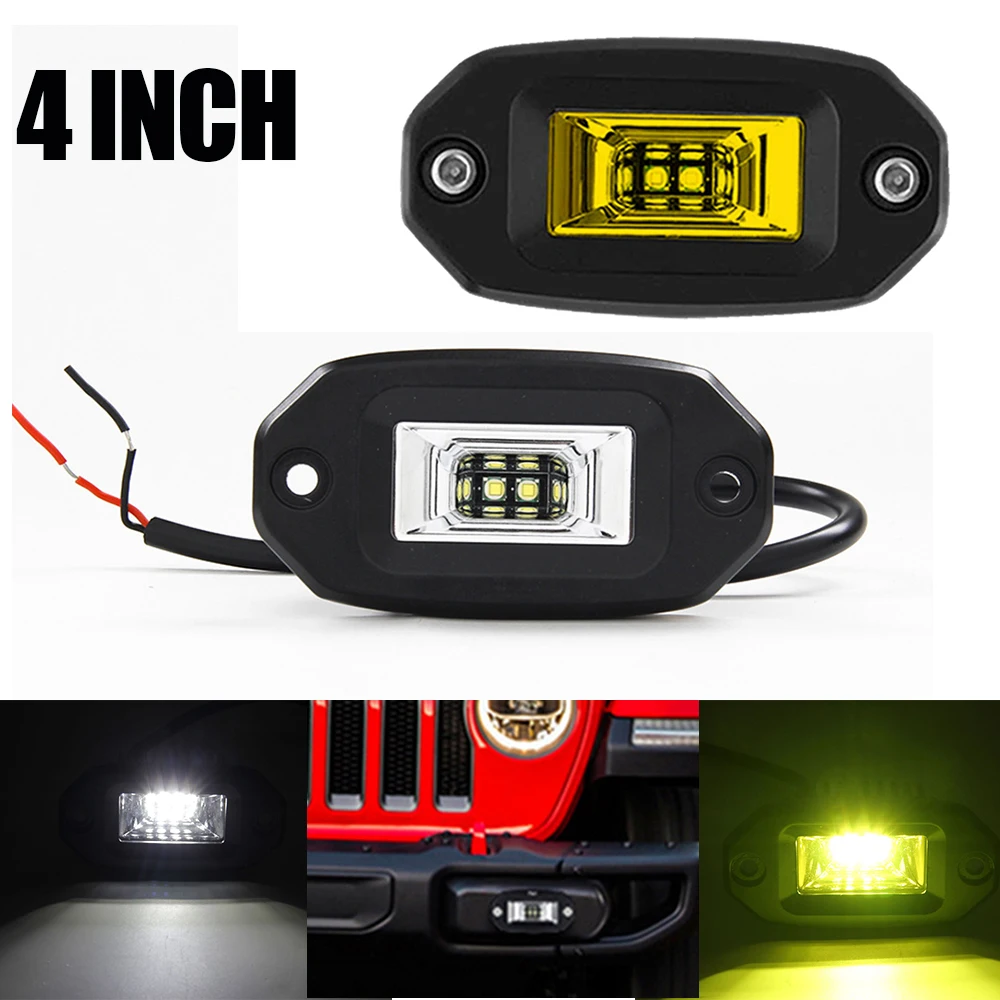 

20W Flush Mount LED Pods Flood Work Light Bar 6500K Waterproof Led Work Lamp Driving Fog For Offroad Backup pickup Car motor