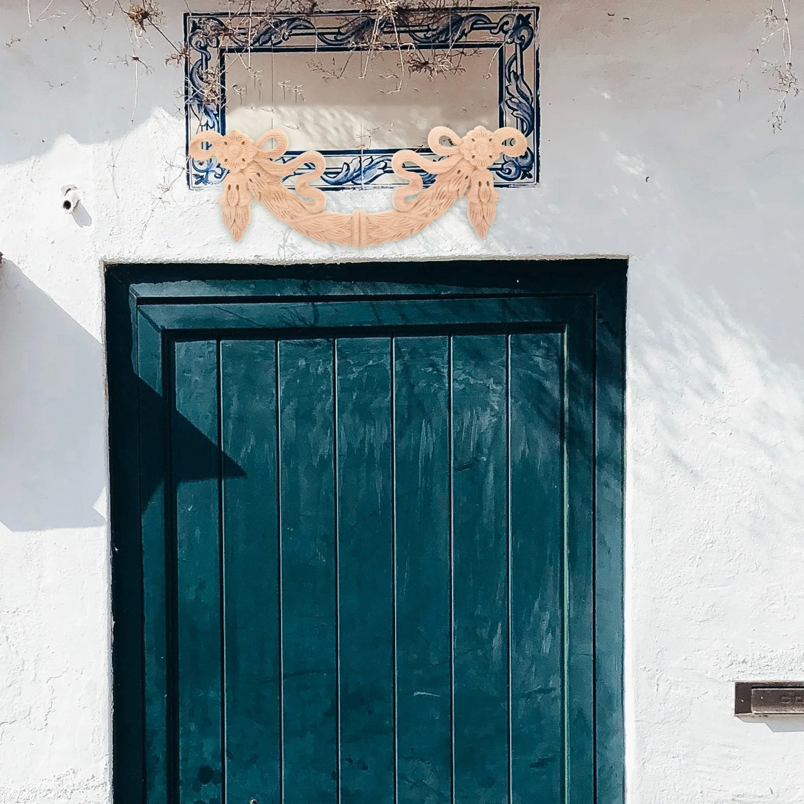 2 قطعة الخشب المنحوت يزين 32X10 سنتيمتر زهرة نمط النمط الأوروبي Onlays لخزانة باب تقليم زخرفة الأثاث الخشب #4