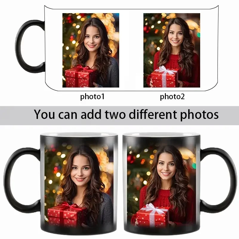 Custom Photo Color Changing Ceramic Coffee Mug Christmas and Thanksgiving Gift Perfect Present for Dad Mom and Friends