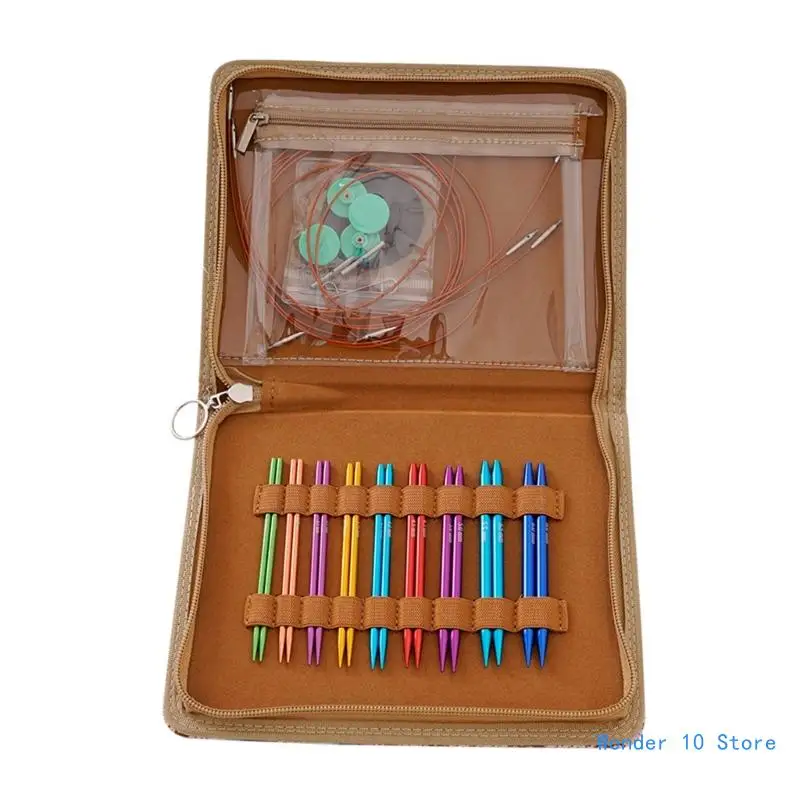 

Interchangeable Knitting Needle Set 3.0mm-6.0mm Aluminum Circular Knitting Needle with Knitting Accessories for Bag Hat