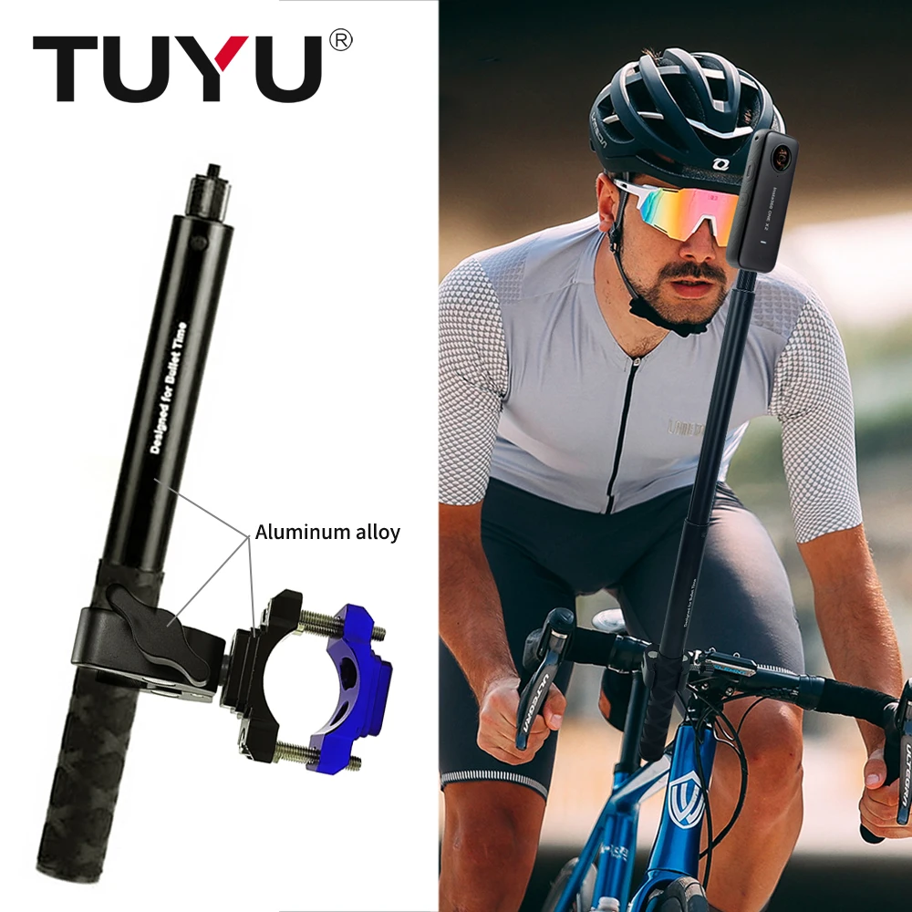 Tuyu motocicleta guiador da bicicleta suporte de montagem invisível monopé para gopro max hero 10 9 insta360 um x2 x3 câmera acessórios