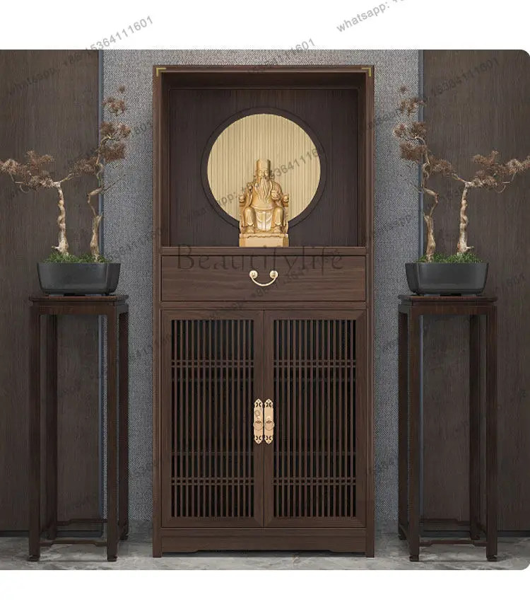 

God of Wealth Cabinet Solid Wood Buddha Cabinet Buddha Statue Offering Table Altar
