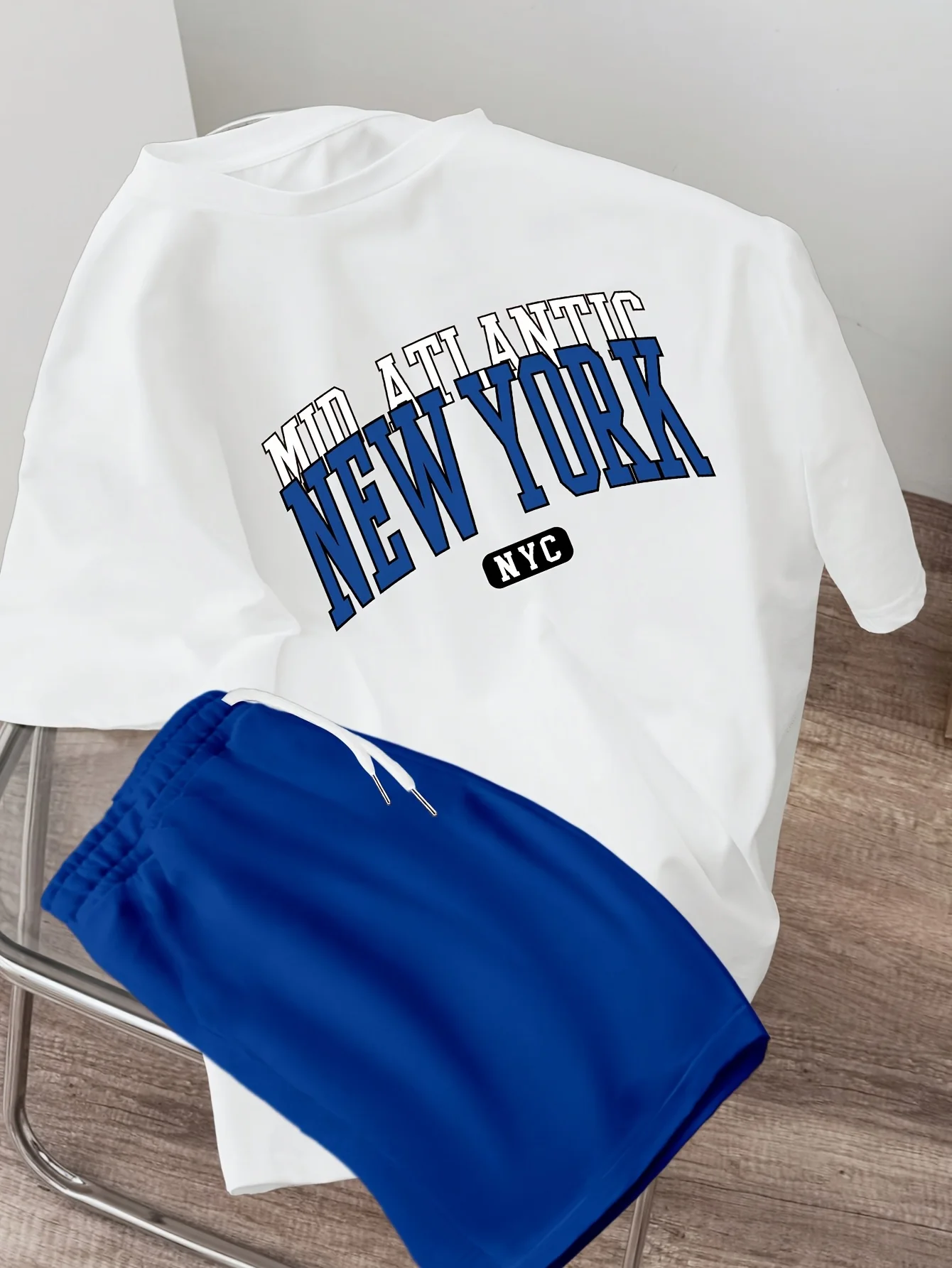 Summer Men's Outdoor Letter Print Short-Sleeve T-Shirt and Shorts Set Crew Neck T-Shirt Sportswear Stylish Men's Two-Piece Set