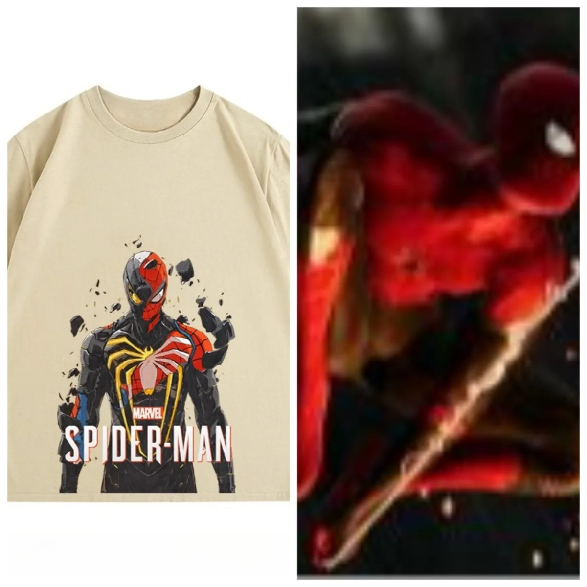 تي شيرت Marvel's True Spider Man بطباعة ميكانيكية متقاطعة وأكمام قصيرة للرجال برقبة دائرية فضفاضة #4