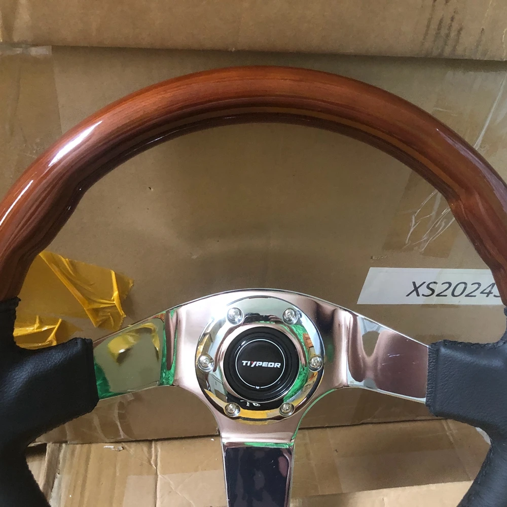 Racing Classic 14Inch Wood + Leather Nardi Steering Wheel Car JDM Nardi Wood Steering Wheel Volantes For VW HONDA TOYOTA BMW