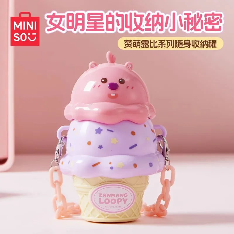 

MINISO Kawaii Zan Meng Loopy серия ведро для хранения косметики для мороженого Милая Портативная сумка для хранения в виде сердца для девушек аниме