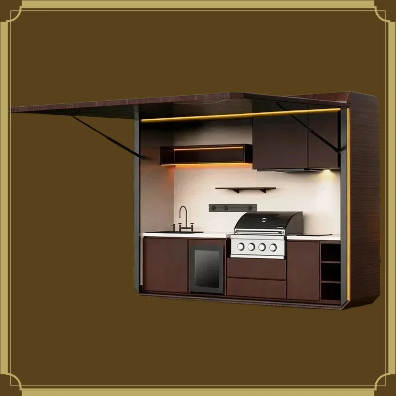 Customized Stainless Steel Modular Outdoor Kitchen Island Weatherproof Enclosed Shelter Garden BBQ Grill For Backyard Outdoor