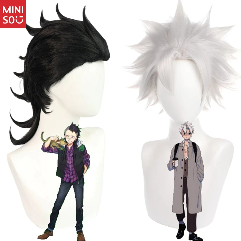 

Demon Slayer Sanemi & Genya Cosplay Wigs, Silver White Spiky and Black Short Hair Set