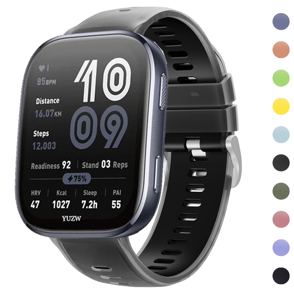 Bracelet en Silicone 22mm pour AMAZFIT BIP 6 5 UNITÉ Bracelet de montre Transparent pour Amazfit BALANCE 2/GTR 4 2e 3pro GTR 47mm Bracelet de Sport