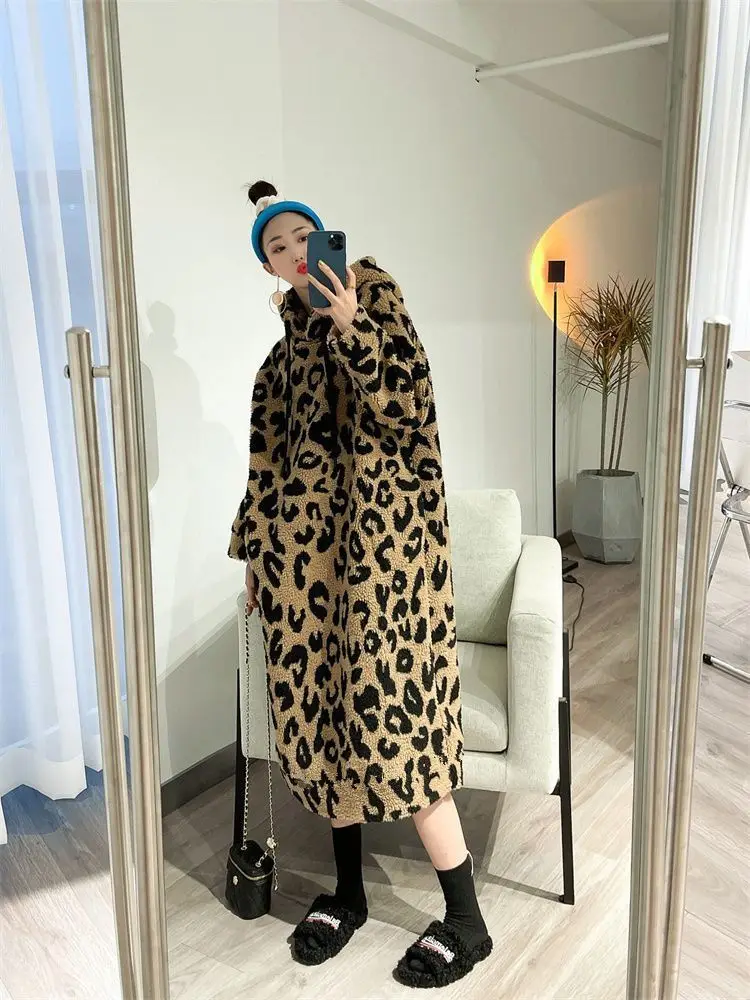 Autumn/Winter Womens Mid length Leopard Print Loose Coat