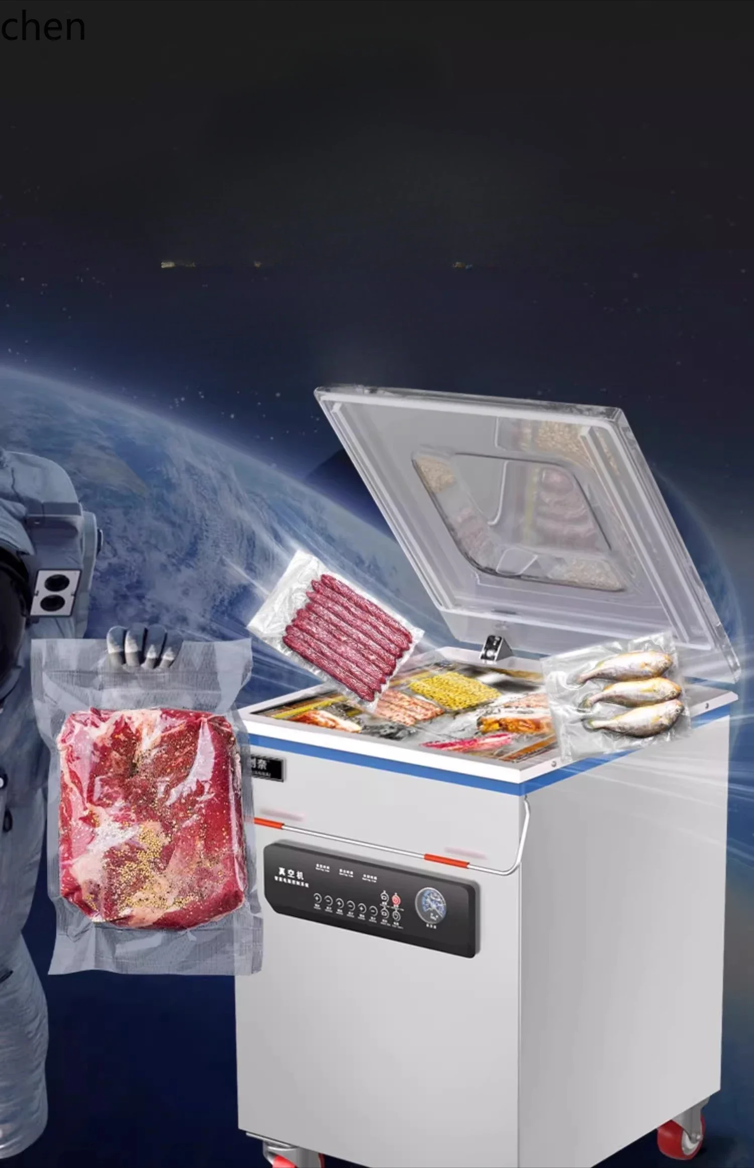 

cc27Vacuum Food Packaging Machine Commercial Automatic Sealing Machine Large Dry and Wet Evacuation Machine Sealing
