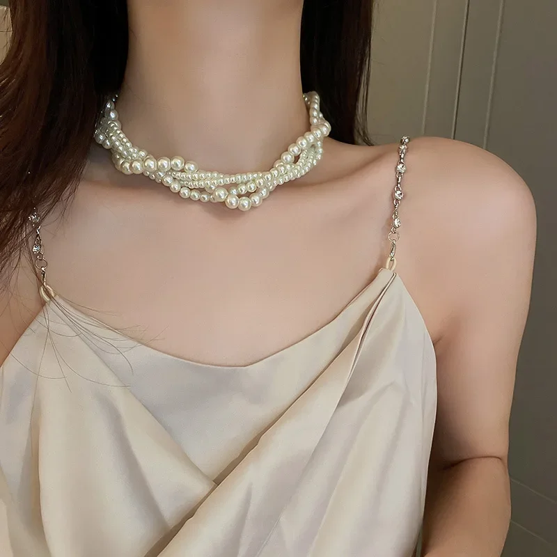 

Multi-Layer Baroque Necklace Pearl Collarbone Chain Retro Necklace Fashion Accessories For Women