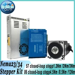 Nema23/Nema34 Closed-Loop Stepper Motor Kit |57/86mm Hybrid Servo Motor with Digital Controller&48V PSU|for CNC/Laser/3D Printer