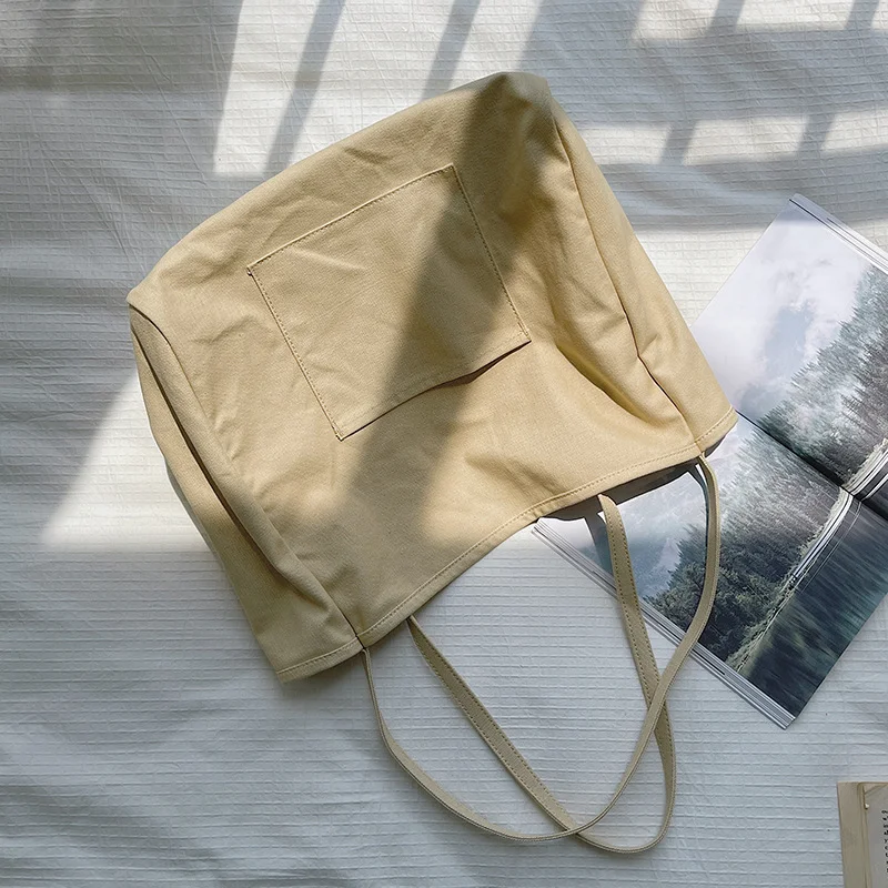 Tote Canvas Bag Large Capacity Summer Casual Popular Design Perfect for Casual Shopping Upgrade Your Style Solid Color All-match