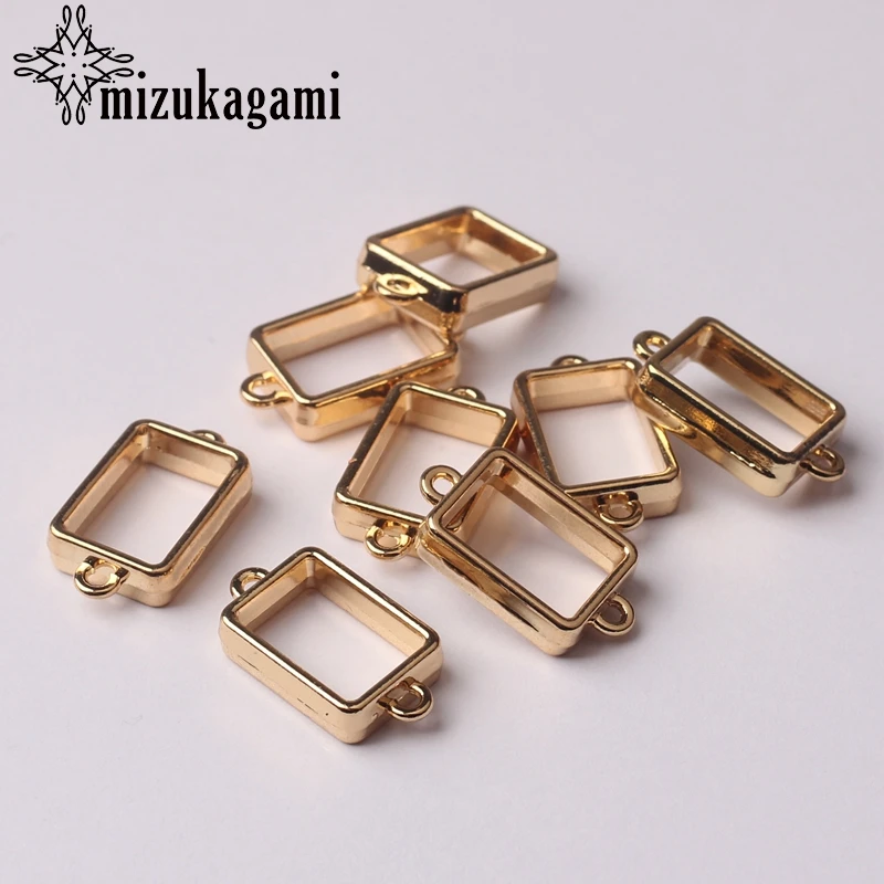 Fashion Jewelry Making Accessories Zinc Alloy  Geometric Rectangle Charms Connector 10pcs/lot 10*19MM For DIY UV Charms