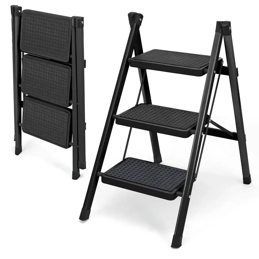 

Step Ladder, Folding Step Stool for Adults, Lightweight Aluminum Step Ladder, Portable 330 LBS Capacity Ladders for Home Kitchen