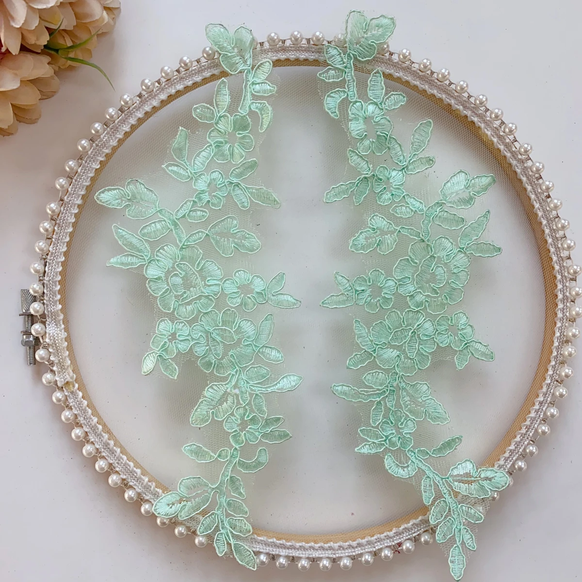 Spitzenblumen mit Spiegeleffekt für Hochzeitskleider, Hochzeitsschuhe, Kopfschmuck, DIY-Nähzubehör, RS5016, 10 Stück/Lot, 14 Farben – Detail 6