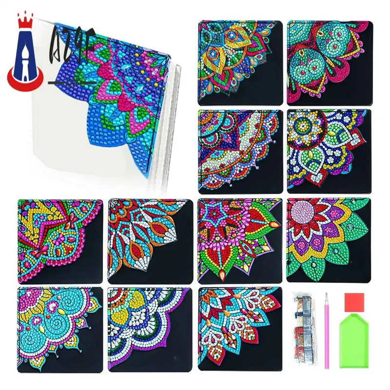 

A29F-Mandala Diamond Painting Book Marks, 12PCS DIY Diamond Art Corner Bookmarks Diamond Painting Corner Bookmark, Diamond
