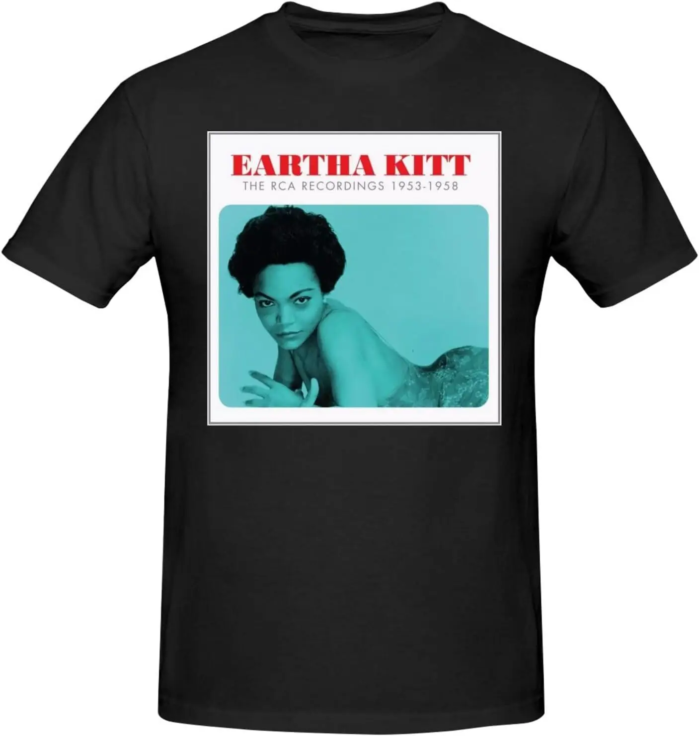 تيشيرتات قطنية بأكمام قصيرة قابلة للتنفس للرجال من Eartha Music Kitt، نمط شخصي، تي شيرت مخصص باللون الأسود