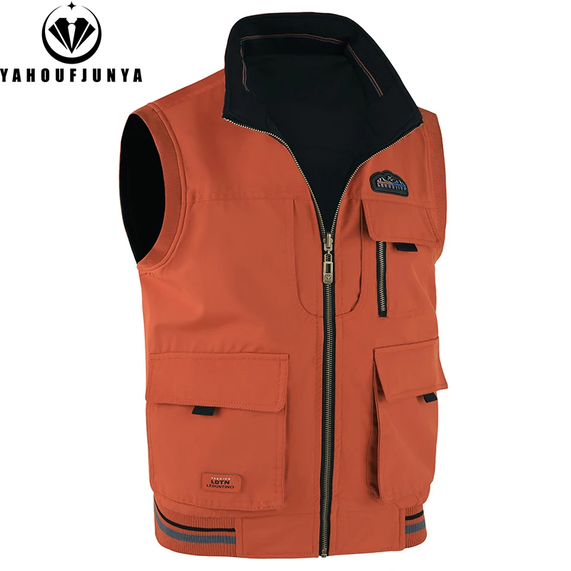 2026 Spring Summer Men Thin Tool Outdoor Leisure Stand Collar Vest Men Camping Fishing Breathable Sleeveless Vest Male Waistcoat